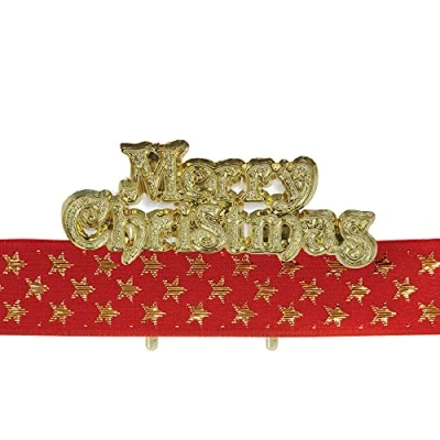Image of Anniversary House Shimmering Stars 1M Cake Ribbon and Merry Christmas Topper Kit, Red Gold Decorations Traditional, BX324