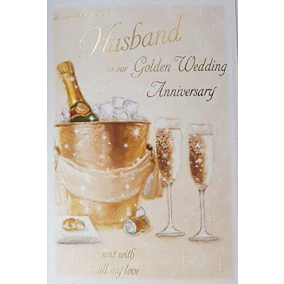 Image of To My Wonderful Husband On Our 50th Golden Wedding Anniversary Large Greeting Card GR031