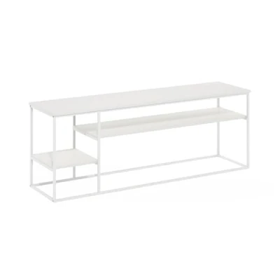 Image of Furinno Moretti Modern Lifestyle TV Stand for up to 65 Inch, Solid White/White