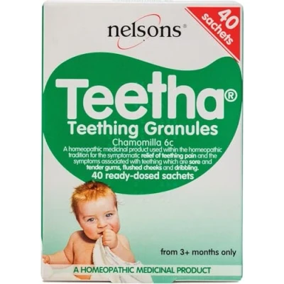 Image of Teetha Baby Teething Granules (40 Sachets) 3+ Months, Homeopathic Relief For Soothing &amp; Calming Symptoms, Ready Dosed Sachets