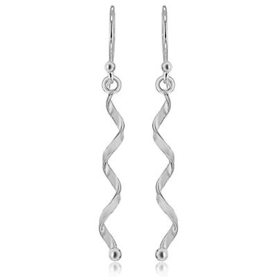 Image of Tuscany Silver Women&#039;s Sterling Twist Wire Spiral Drop Earrings