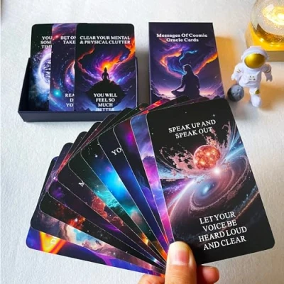 Image of Qcsdckot Higher Self Messages Oracle Cards Deck, Cosmic Cards, Positive Affirmations Spirit Deck Help You Create Your Best Life as Work Toward Goals