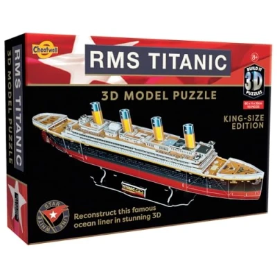 Image of Cheatwell Games BYO Large Scale 3D Puzzle of The Titanic Model Kits Ship, Jigsaw Family Puzzles and Cruise Ship 3 D Gifts for Kids Adults, 113 Pieces