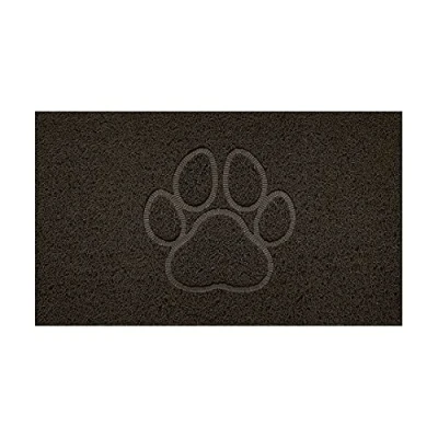 Image of Nicoman Embossed Spaghetti Door Mat Dirt Trapper Jet Washable Doormat 70x43cm (Brown, PAW Shape) Use Indoor or Sheltered Outdoor