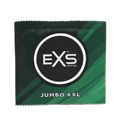 Image of EXS Jumbo Condoms Natural Latex &amp; Silicone Lubricated Extra Large Size Vegan 144 Pack