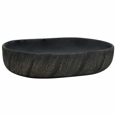 Image of vidaXL Countertop Basin Black Oval 59x40x14 cm Ceramic