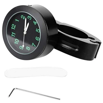 Image of Nikou Motorcycle Handlebar Clock, Waterproof Aluminum Alloy Mount Clock Watch Hand Grip Bar Accessory for Universal Motorcycles (Black)