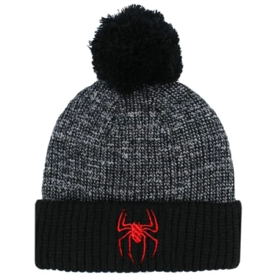Image of TeddyT&#039;s Children&#039;s Red Spider Embroidered Black &amp; Grey Bobble Hat (4 8 Years)