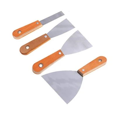 Image of XINGSUI 4 Pcs of Wallpaper Scraper Tools, with Wooden Handle and Metal Blade, Ideal for Removing or Other Fillers