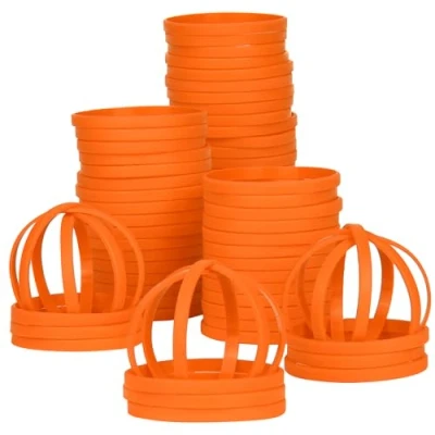 Image of LVNRIDS 50 PCS Silicone Wristbands Rubber Bracelets 8 inch Length Sports Elastic Wristband Bracelet Bulk Gifts for Men Women Teacher Student Party Orange