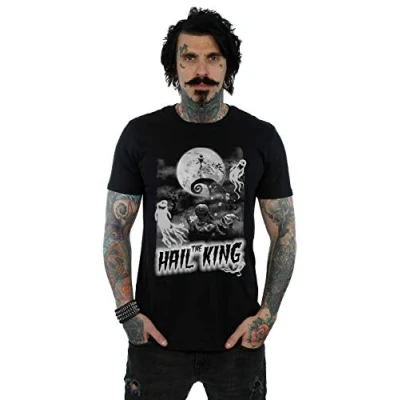 Image of Disney Men&#039;s Nightmare Before Christmas Hail The King T Shirt Black Large