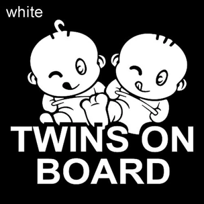 Image of Porfeet Car Sticker, Twin s on Board Waterproof Styling Decal Sticker Vehicle Windows Decoration White