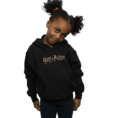 Image of Harry Potter Girls Full Colour Logo Hoodie Black 12 13 Years