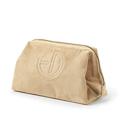 Image of Elodie Details Wash Bag, Toiletry Nappy Pod, Zip&amp;Go with Large Opening and Zip Closure Alcantara, Beige