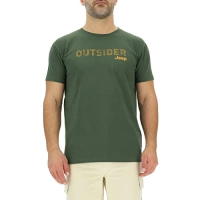 Image of JEEP Men&#039;s J Man T Shirt Outsider Large Map Print J23S, Rifle Green/Nacho Ye, S