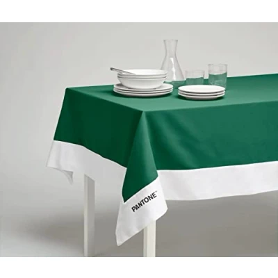 Image of SWEET HOME Pantone™ Rectangular Tablecloth 6 Places 140x180 cm, 100% Cotton 220 gr. Green