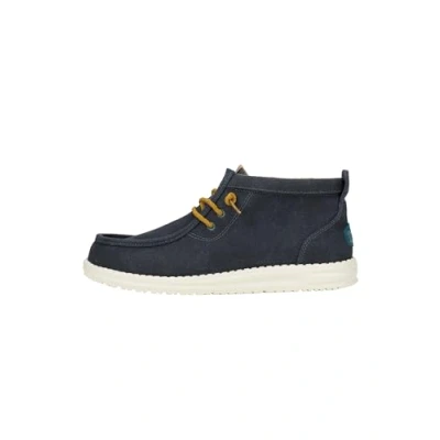 Image of HEYDUDE Wally Mid Waxed Canvas men&#039;s Slip ons (Shoes) in Marine
