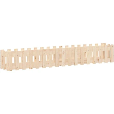Image of vidaXL Garden Raised Bed with Fence Design 200x30x30 cm Solid Wood Pine