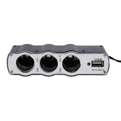 Image of 3 Socket Cigarette Lighter Adapter, Way 12V/24V Power DC Outlet Car Charger Splitter with USB Port