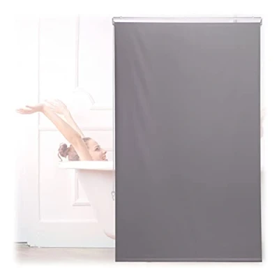 Image of Relaxdays Bathroom Roller Blind, for Shower &amp; Bathtub, Water Repellent, Quick Drying, Ceiling Window, 100x240cm, Grey