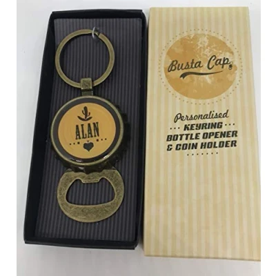 Image of &#039;Alan&#039; Busta Cap Personalised Key Ring Bottle Opener &amp; Coin Holder