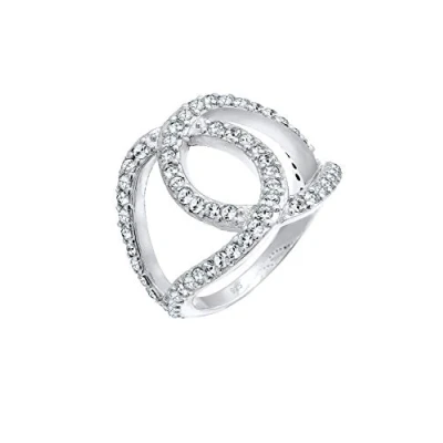 Image of Elli Women 925 Sterling Silver Knot Crystals Ring