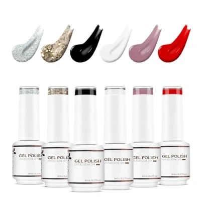 Image of Nicedeco Gel Nail Polish Set, UV/LED Soak Off Art Manicure Pedicure, Salon &amp; Home Use Long Lasting Easy to Apply 6pcs x 8ml Kit9
