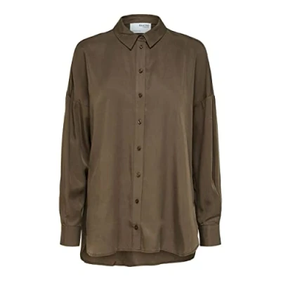 Image of SELECTED FEMME Women&#039;s Slfsanni Ls Shirt Noos Blouse, Morel, 10