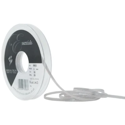Image of Berisfords 8603 SG 3 mm Silver Edge Satin Ribbon, Grey