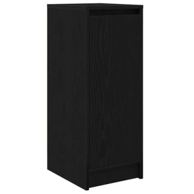 Image of vidaXL shoe cabinet/rack black oak engineered wood, 29.5x34x76 cm, modern style, freestanding cupboard/organizer for entryway, bedroom, living room