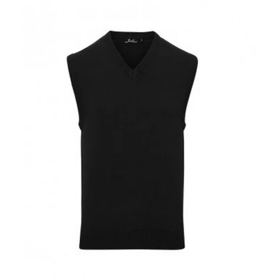 Image of Premier Mens Sleeveless Cotton Acrylic V Neck Sweater (Black) Size 2XL