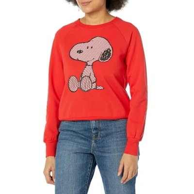 Image of Peanuts Women&#039;s Ladies Snoopy Fashion Fleece Sweatshirt, Red, Large