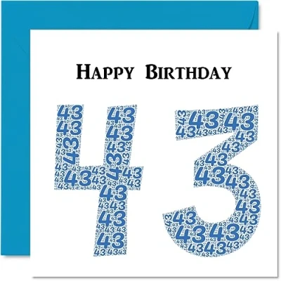 Image of Fun 43rd Birthday Cards for Men Shapecloud Happy Card Dad Mum Brother Sister Grandad Nanny Grandma Uncle Auntie, 145mm x Greeting Cards,