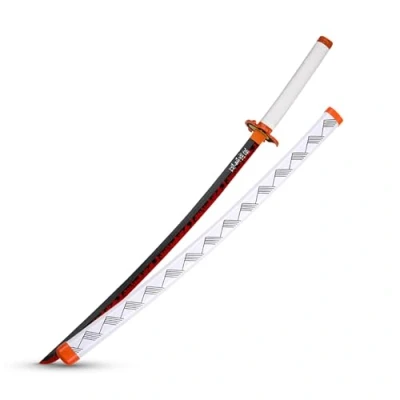 Image of Next Level Cosplay Prop Replica Demon Slayer Kyojuro Rengoku Nichirin Wooden Sword 104 cm Long Blade Hand Painted Perfect for Cosplay, Collecting, and Display