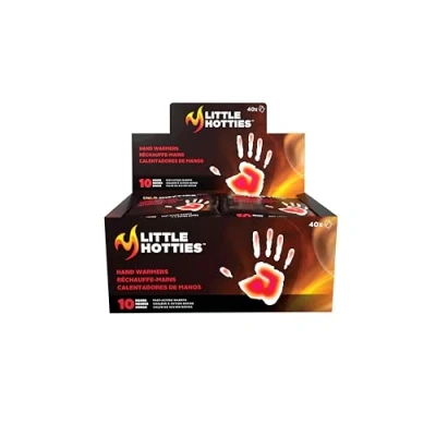 Image of Little Hotties Hand Warmers Disposable, Up To 8 Hours of Natural Heat, Ideal For Outdoor Winter Activities, Black, Pack 40