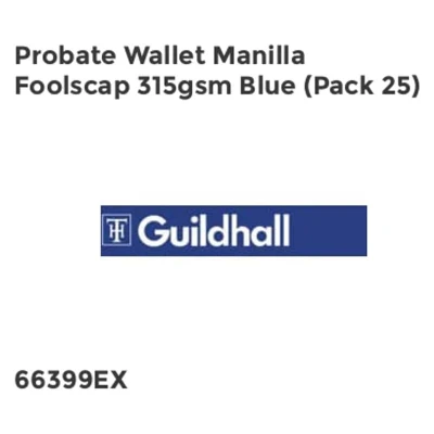 Image of Invo Probate Wallets Manilla 315gsm 75mm Foolscap Blue Ref 400038724 [Pack 25]