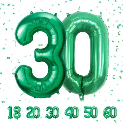 Image of Number Balloons 30,Green 30 Balloon 40 Inch Giant Helium Foil for Boys Girls 30th Birthday Party Decor Anniversary Decorations Supplies