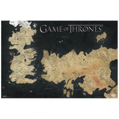 Image of Pyramid America Game of Thrones Map Westeros and Essos TV Show Cool Wall Decor Art Print Poster 90x60