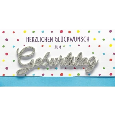 Image of Birthday Card Lettering Surprise Congratulations, Small Dots 11 x 22 cm