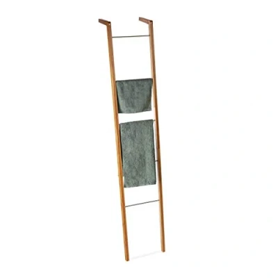 Image of Relaxdays Bamboo Ladder Rack, Towel Holder, Decorative 5 Rung Leaning, HWD: 180 x 35 20 cm, Natural