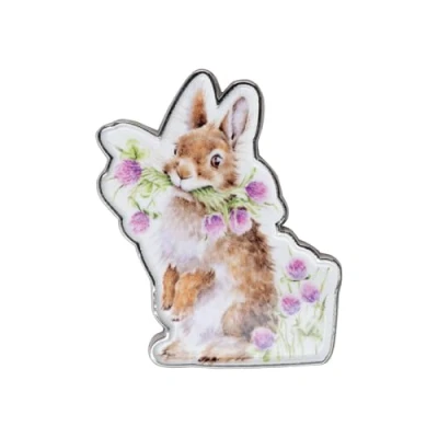 Image of Wrendale Designs &#039;Head Clover Heels&#039; Rabbit Pin Badge