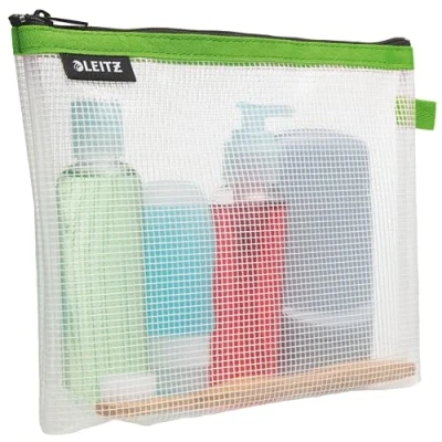 Image of Leitz Wow Cosmetic Travel Pouch, Water Resistant, Ideal Toiletry Bag, Suitable for Travel, 24x17x3cm Green