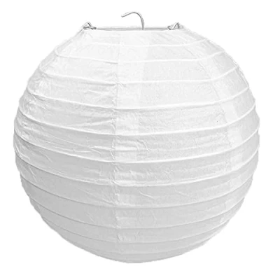 Image of Other 30Cm / 12&quot;, 60 W Classic Round Bamboo Style Ribbed Paper Lantern Lamp Shade White