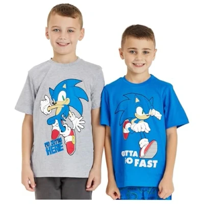 Image of Sonic The Hedgehog Boys T Shirts Tops 2 Pack (Sonic Pack, 4 5 Years)