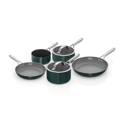 Image of Ninja ZEROSTICK Ceramic Pro 5 Piece Pan Set, Scratch Resistant, Made PTFE Free, All Hob Compatible, Green CW35000UKGN
