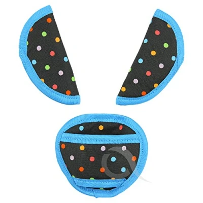 Image of Belts Pads Shoulder Strap &amp; Crotch Cover Universal Fits Most Buggy, Stroller, car seat (JJ 1 3 Blue)