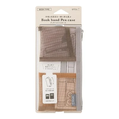 Image of DESIGNPHIL Midori 41839006 Pen Case, Book Band For B6 A5, Mesh, Brown