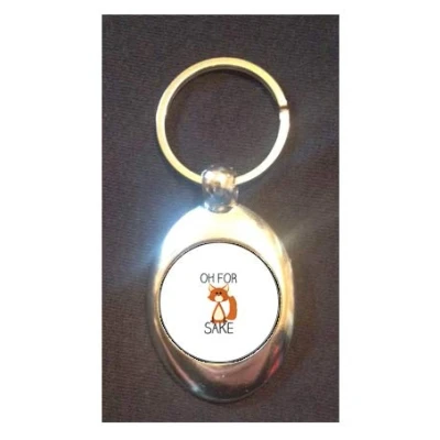 Image of DottsMusic Oh For Fox Sake Cute Animal Cartoon Design on Metal Keyring Token (£1 Coin)