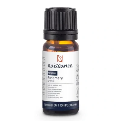 Image of Naissance Certified Organic Rosemary Essential Oil (No. 108) 10ml Pure, Natural, Cruelty Free, Vegan, Steam Distilled and Undiluted Use in Aromatherapy, Massage Blends, Humidifiers &amp; Diffusers
