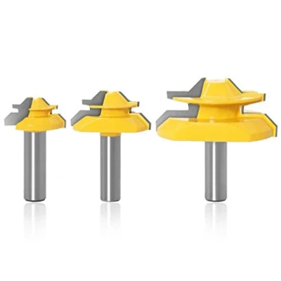 Image of 3Pcs Router Bit 45 Degree Glue Joint Lock Miter, Aplus 1/2&quot; Woodworking Cutter Tools Set, 3 Pcs